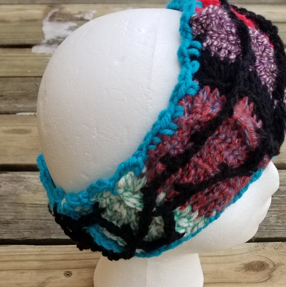 Boho Earwarmers Crochet Artsy Headband Handmade - Picture 4 of 6